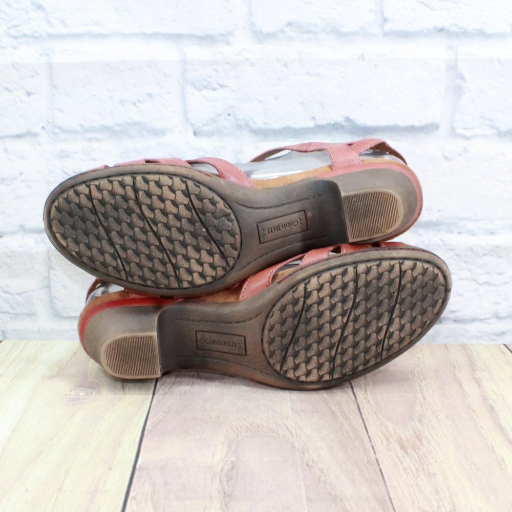 Cobb Hill by New Balance Pink Leather Gladiator T Strap Heeled Sandals Size 9 M - Picture 10 of 10